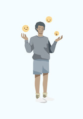 Happy people playing ball and joyful with smile icon.The concept of happiness, joy and success.Vector illustration.