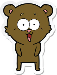 sticker of a laughing teddy  bear cartoon