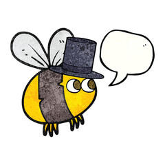 freehand speech bubble textured cartoon bee top hat