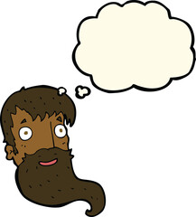 cartoon bearded man with thought bubble