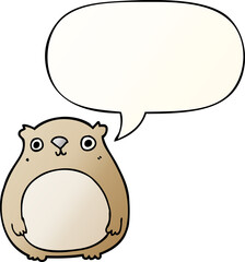 cartoon bear with speech bubble in smooth gradient style