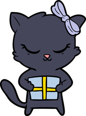 cute cartoon cat with bow