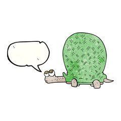 freehand speech bubble textured cartoon tortoise