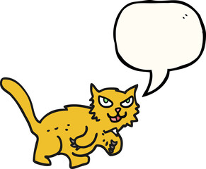freehand drawn speech bubble cartoon cat