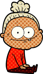 cartoon happy old woman