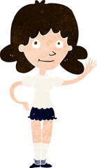 cartoon woman waving