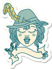 sticker of a human bard character face
