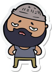 sticker of a cartoon worried man with beard