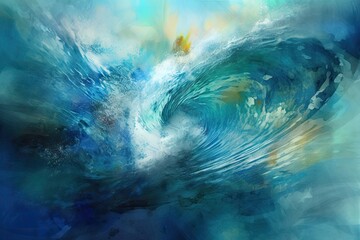 Blue ocean with tall waves. Generative AI