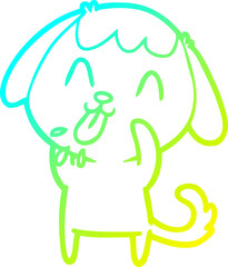 cold gradient line drawing of a rude dog cartoon