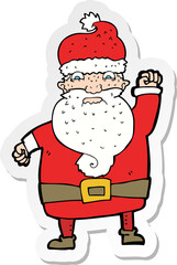 sticker of a cartoon angry santa claus