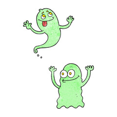 freehand textured cartoon ghosts