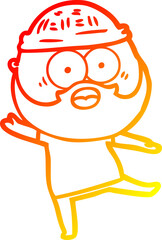 warm gradient line drawing of a cartoon bearded man
