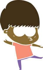 nervous flat color style cartoon boy dancing