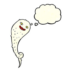 cartoon spooky ghost with thought bubble