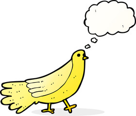 cartoon bird with thought bubble