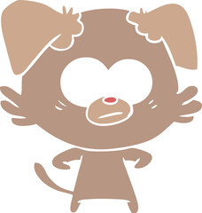 nervous dog flat color style cartoon