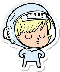 sticker of a cartoon astronaut woman