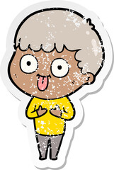 distressed sticker of a cartoon man staring