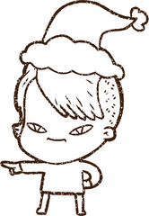 Festive Woman Charcoal Drawing