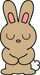 hand drawn quirky cartoon rabbit