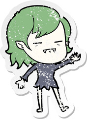 distressed sticker of a cartoon undead vampire girl