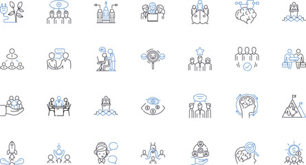 Allied partnership line icons collection. Unity, Collaboration, Trust, Cooperation, Accord, Harmony, Friendship vector and linear illustration. Solidarity,Synergy,Support outline signs set