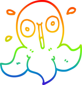 recommend clip art: rainbow gradient line drawing of a cartoon funny octopus