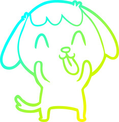 cold gradient line drawing of a cute cartoon dog