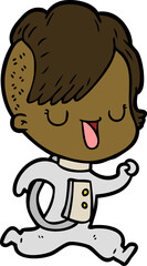 cartoon astronaut girl with hipster hair