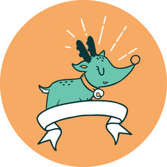 icon of a tattoo style christmas reindeer
