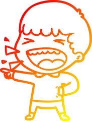 Fototapeta premium warm gradient line drawing of a cartoon laughing man