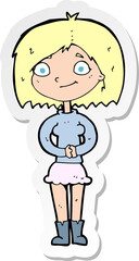 Obraz premium sticker of a cartoon happy woman