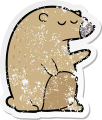 distressed sticker of a cartoon bear