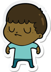 sticker of a cartoon grumpy boy