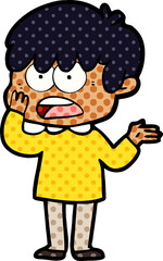worried cartoon boy
