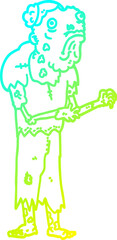 cold gradient line drawing of a cartoon zombie