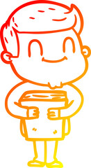 warm gradient line drawing of a cartoon friendly man