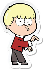 sticker of a cartoon curious boy