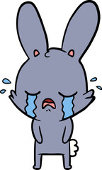 Fototapeta na wymiar cute cartoon rabbit crying