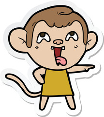 sticker of a crazy cartoon monkey in dress