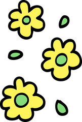 hand drawn doodle style cartoon flower heads