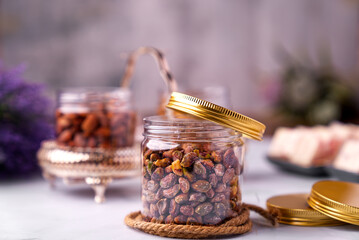 Indian Masala Nuts or Salted Nuts Jar, spicy and tangy mix of nuts