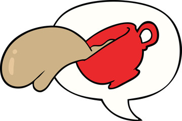 cartoon mug of coffee with speech bubble