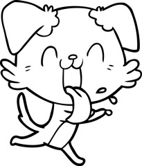 cartoon panting dog running