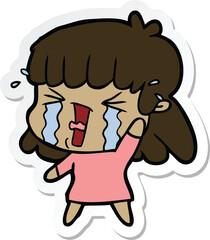 sticker of a cartoon woman in tears
