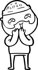 cartoon happy bearded man