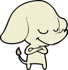 cartoon smiling elephant with crossed arms