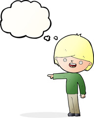 cartoon man pointing with thought bubble