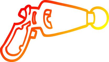 warm gradient line drawing of a cartoon ray gun